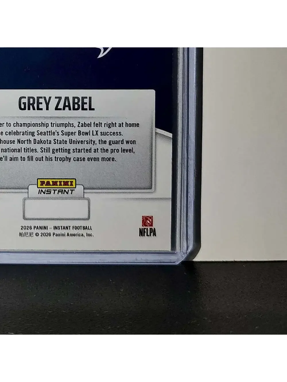 Grey Zabel Rookie 2026 Panini NFL Super Bowl LIX Champions #12 Card Seahawks